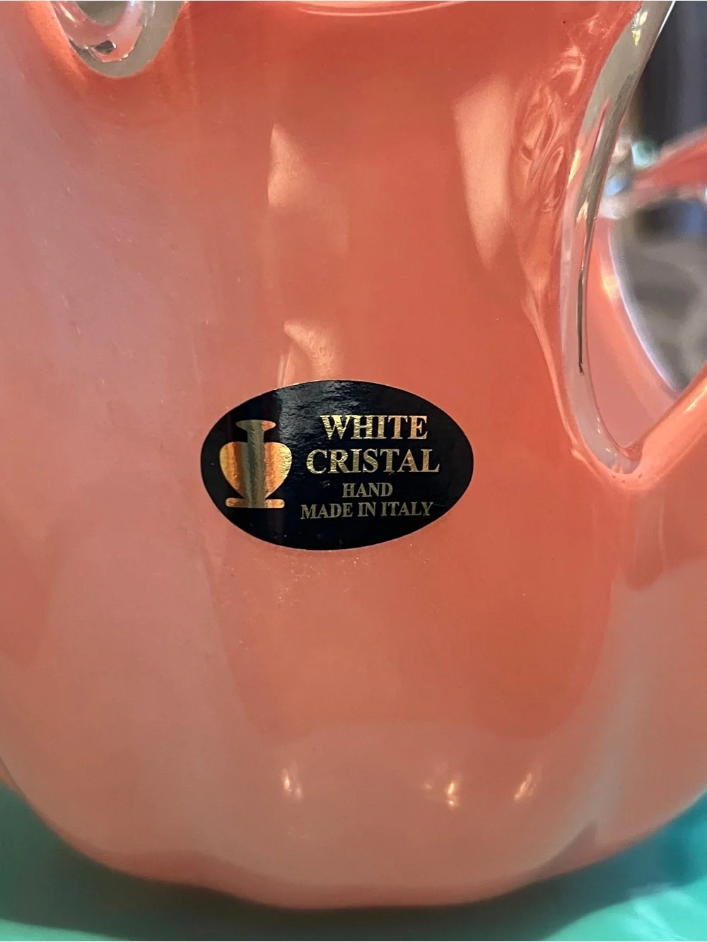 Murano Coral Pink Italian Art Glass Splash Wave Bowl